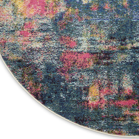 2' X 6' Blue And Yellow Abstract Power Loom Non Skid Area Rug